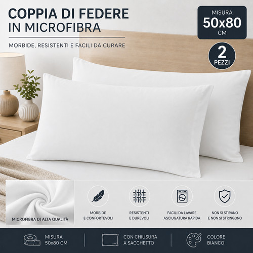 Coppia federe cuscino letto - coppia,